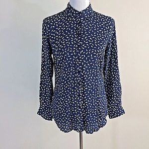 Talbots Women's Button Down Blue Tunic Shirt